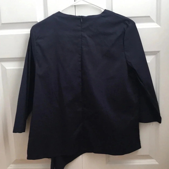 Blue Violet Girls Navy Blue 3/4 Sleeve Blouse with Tie Detail on Side Size 20 - Picture 2 of 3